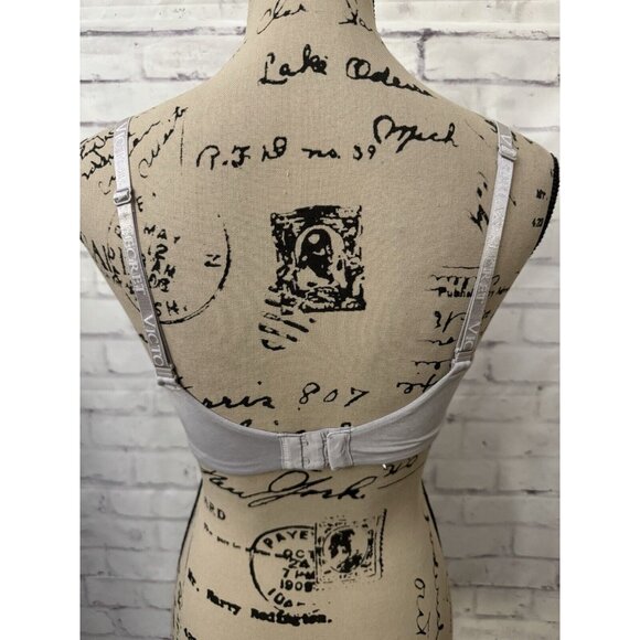 Victoria’s Secret Bra T Shirt Lightly Lined Demi Size 34DD Gray Logo Convertible - Picture 4 of 10
